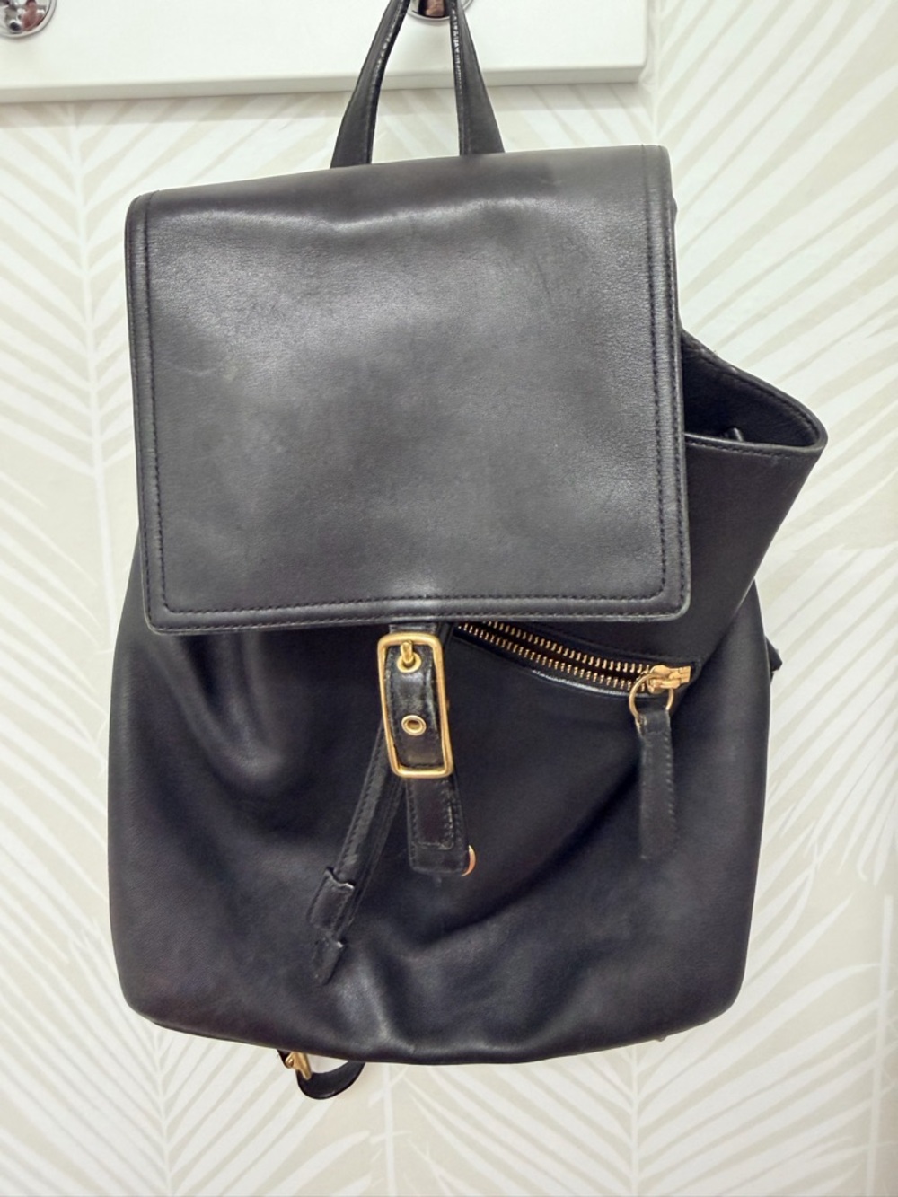 Coach Vintage Hampton Legacy Smooth Black Leather Backpack #9827